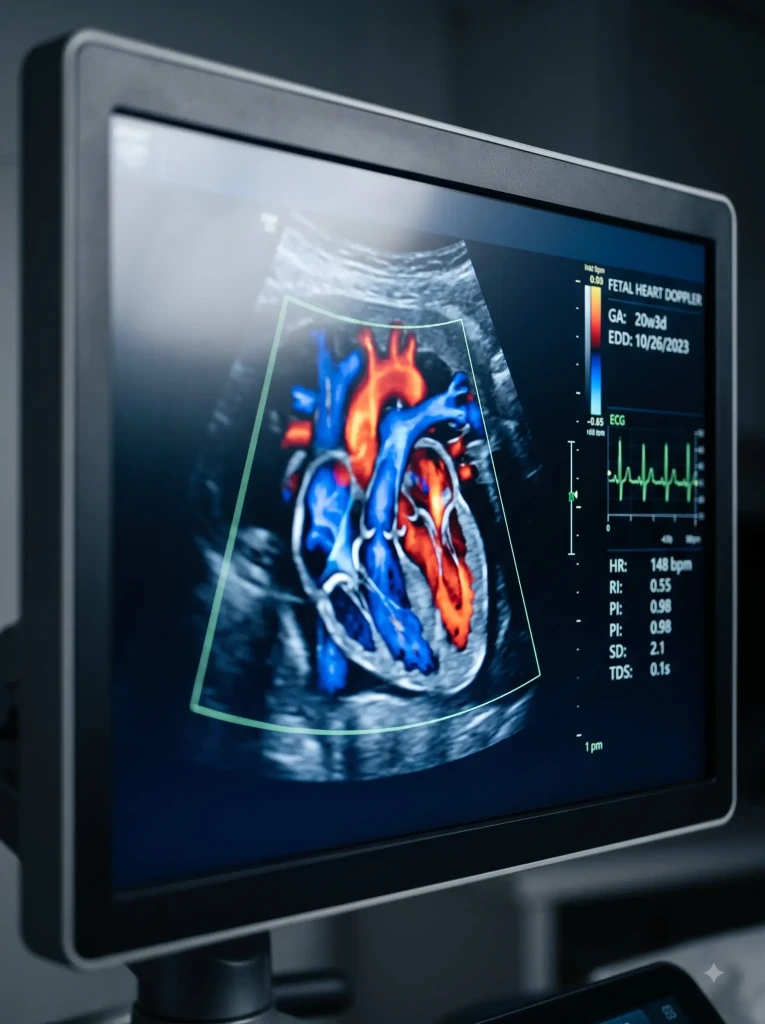 Detailed Fetal Heart Color Doppler Ultrasound